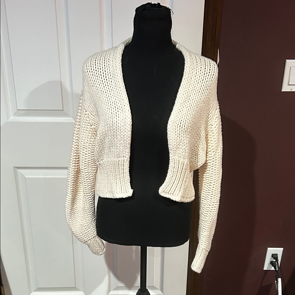 Cream Open-Front Chunky Knit Women's Sweater Free People Sz S
